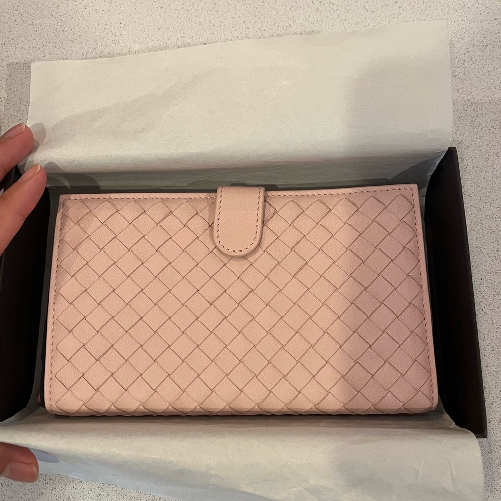 Bottega Veneta Leather Half Zip Wallet